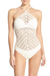 Robin Piccone Sophia Crochet One-Piece Swimsuit Women's Knit Monokini NWT $178 - Picture 1 of 12