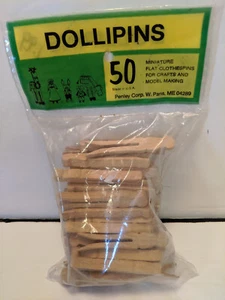 VTG Penley Dollipins 50 Miniature Wooden Flat Clothespins DIY Crafts NIP - Picture 1 of 1