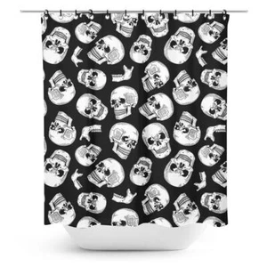Sourpuss Anatomical Skull Skeleton Gothic Punk Bathroom Shower Curtain SPSC37 - Picture 1 of 3