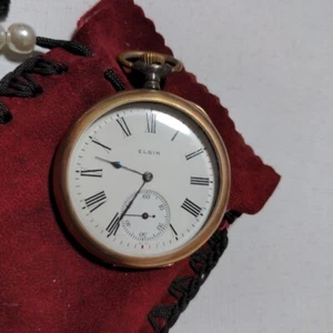 Antiguo Reloj Bolsillo Mecánico Elgin Dorado Con Caja Chatarra De Japón - Imagen 1 de 9