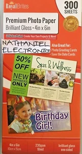 GEÖFFNET Royal Brites Premium Fotopapier Brillant Hochglanz, 4x6 Zoll, 300/Packung - Bild 1 von 4