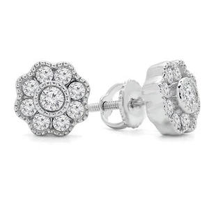 Ohrringe 0,52 ct rund VS1 F Diamant Evil Eye 14 Karat Weißgold - Bild 1 von 2