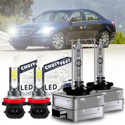 For Hyundai Genesis 2009-2012 2013 2014 D1S+H11 LED HID Xenon Headlight Fog Lamp - Image 1 of 4