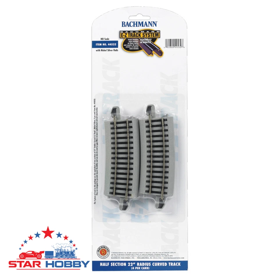 Bachmann 44532 HALF SECTION 22" RADIUS CURVED TRACK (HO SCALE) model train - Image 1 of 1