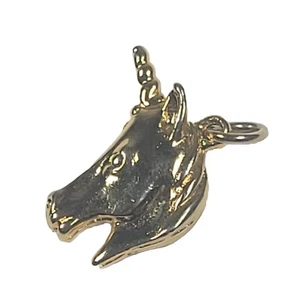 Unicorn Charm Pendant Gold Tone Metal Fantasy Vintage - Picture 1 of 9