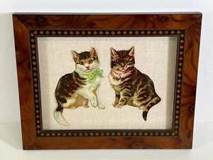 Katzenkunst - ausgeschnittene Katzen auf Leinen gerahmt - Bild 1 von 1