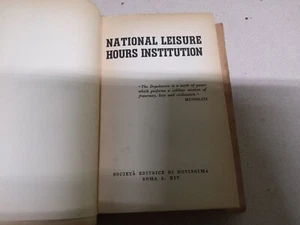 Vintage National Leisure Hours Institution Book Italian Hard Covor - Bild 1 von 7