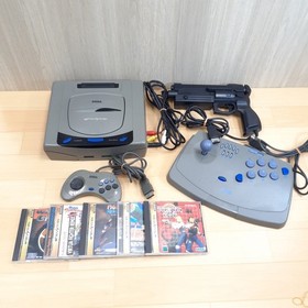 Sega Saturn Console with 5 games Virtua Stick & Virtua Gun controller Japan Gray