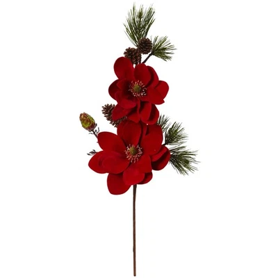 Nearly Natural 36” Magnolia And Pine Artificial Flower Realistic Decor Set Of 2 - Image 1 of 4