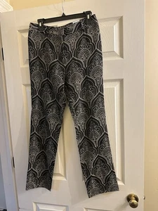 NWT J. Mclaughlin Grier Black/Gold Paisley Jacquard Flat Front Ankle Pant Size 8 - Picture 1 of 6