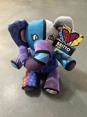 Retired Enesco Romero Britto Pop Plush Jasper The Elephant Colorful NWT NEW - Image 1 of 4