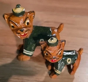 2 Vintage MINI Anri OHIO University Carved Wood Mascot Figure italy - Picture 1 of 4