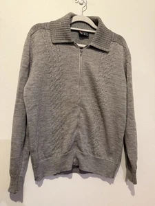 Sutex Superwash Mens Pure Wool Grey Jumper Zip Up Sz18 To Fit 100cm - Picture 1 of 12