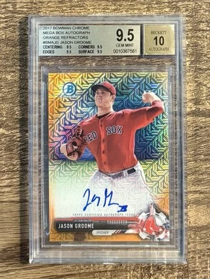 2017 Bowman Chrome Mega Box Orange Refractor Auto /25 Jason Groome RC BGS 9.5 - Image 1 of 2