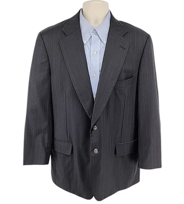 Blazer Paul Stuart tamanho 44R cinza carvão listrado casaco esportivo jaqueta terno de lã - Imagem 1 de 4
