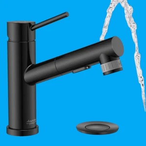 AMAZING FORCE Juego de Grifo Extraíble para Lavabo de Baño Negro Mate Manija Única y Drenaje - Imagen 1 de 5