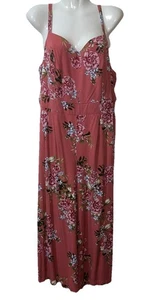 TORRID Jumpsuit Romper 2X  Pink Floral Pockets Smocked Back Comfy Trendy Folk - Picture 1 of 14