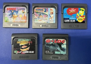 5 Sega Game Gear Games Sonic 1 & 2 Simpsons Super Monaco GP G-LOC - Picture 1 of 9