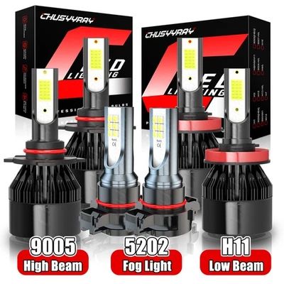 For Dodge Charger 2011 2012 2013 2014 6X LED Headlight Hi/Low + Fog Light Bulbs - Image 1 of 4