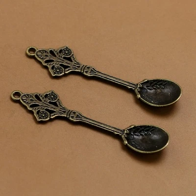 20 peças berloques pingente colher esculpida liga acessórios para fabricação de joias bronze - Imagem 1 de 4