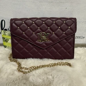 Badgley Mischka Plum Diamond Quilt Convertible Crossbody Bag Vegan NEW NWT - Picture 1 of 14