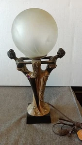 TWIN MUSE ART DECO ELECTRIC LAMP BRONZE? - Picture 1 of 17