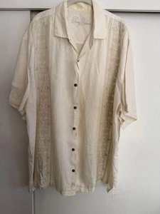 TOMMY BAHAMA WHITE CREAM EMBROIDERED BUTTON UP LINEN MENS SHIRT SZ XXL - Picture 1 of 3