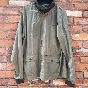 Volcom Size XL Swipe Out Jacket Green Khaki Moto Jacket Y2K  Skater Grunge Jacke - Picture 1 of 13