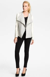 ATEMBERAUBENDE Wahrheit und Stolz Wahrheit und Stolz Motorradjacke mit Lederärmeln Reißverschluss $ 395+ - Bild 1 von 12