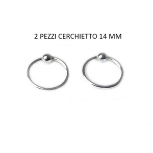 2 Orecchini Piercing Cerchio da Naso Pallina Cartilagine Trago Argento 925 14 mm - Foto 1 di 2