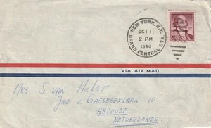1960 USA cover sent from New York NY to Abcoude Netherlands - Picture 1 of 2