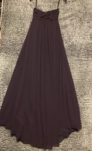 Nuevo con etiquetas Vestido Bill Levkoff Damas de honor Chifón Flores en el pecho Púrpura Oscuro Baile de graduación Talla 8 - Imagen 1 de 12