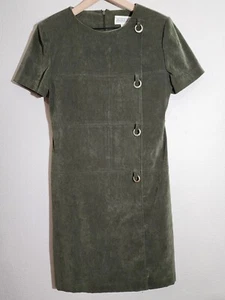 Vintage Jessica Howard Faux Suede Olive Green Dress Size 6 - Picture 1 of 10