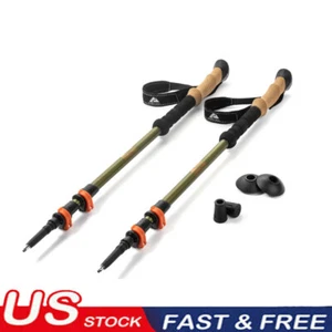 Aluminum Adjustable Quick Lock Trekking Poles with Cork Grip EVA Down Grip New - Picture 1 of 9