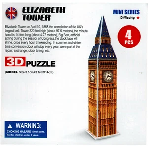 3D Puzzle Big Ben Mini Puzzle 4 Teile Miniatur Modell Elizabeth Tower London - Bild 1 von 1