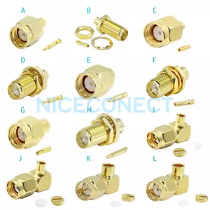 Lotto Connettore SMA RPSMA Maschio Femmina Semirigido 0.141" RG402 / 0.086" RG405 Cavo - Foto 1 di 13