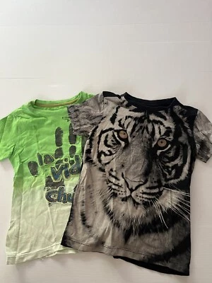 Lot Of 2 Boys Desigual Tee T-shirts Size 5-6 Cotton Short Sleeve Tiger Graphic - Image 1 of 4
