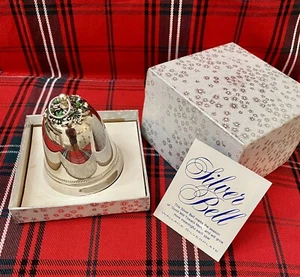 De colección 1973 Wallace Silversmiths Buena Voluntad Hacia Hombres Navidad Campana Muérdago - Imagen 1 de 7