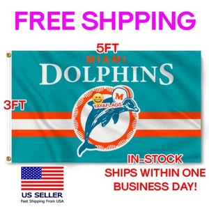 Miami Dolphins USA Stars Stripes Flag Banner 3x5 ft Fan Home Decor NFL - Picture 1 of 11