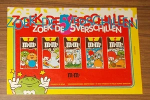 Seltene Werbung M&M's Überraschungspackungen - Such die 5 verschiedenen 1996 - Bild 1 von 1
