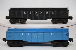 LIONEL 6042 GONDOLA Blue CAR VINTAGE POST WAR TRAIN Lot of 2 - Picture 1 of 8