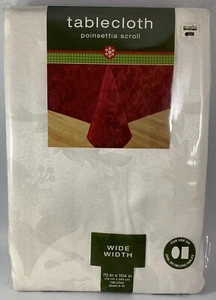 Bed Bath & Beyond 70” X104” Rect. Tablecloth Pointsettia Scroll New - Picture 1 of 4