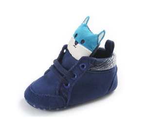NEW Woodland Fox Sneakers Baby Shoes size 1 (S) 0-6 months blue corduroy