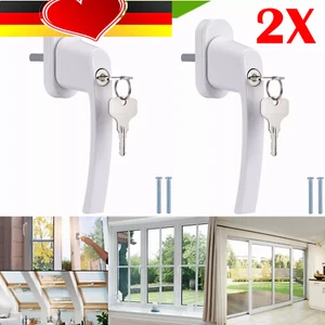 Fenstergriff abschließbar Fenstergriffe WEIß Kindersicherung METALL 2x Schlüssel - Bild 1 von 11
