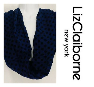 LIZ  CLAIBORNE  YORK  NAVY  TWIN POLKA  DOT  INFINITY  SCARF One Size  NEW  - Image 1 of 2