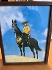 Vintage Western Picture Rustic Canadian Mountie on Horse with Story on Reverse