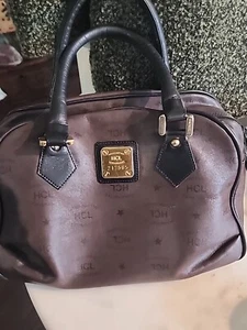 Borsa Boston HCL W.Germany in pelle marrone nera vintage anni 80 - Foto 1 di 11