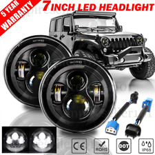 Pair 7" inch LED Headlights Hi-Lo Sealed DOT Lamp for Jeep Wrangler JK TJ LJ CJ