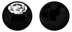 Piercing Gioielli Chiusura Ball Vite Sfera Nero IN 1,6mmx5mm con Zirconia - Foto 1 di 44