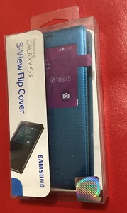 New Genuine OEM Samsung S-View Flip Cover Case for Galaxy S5 S 5 Perforated Blue - Picture 1 of 2